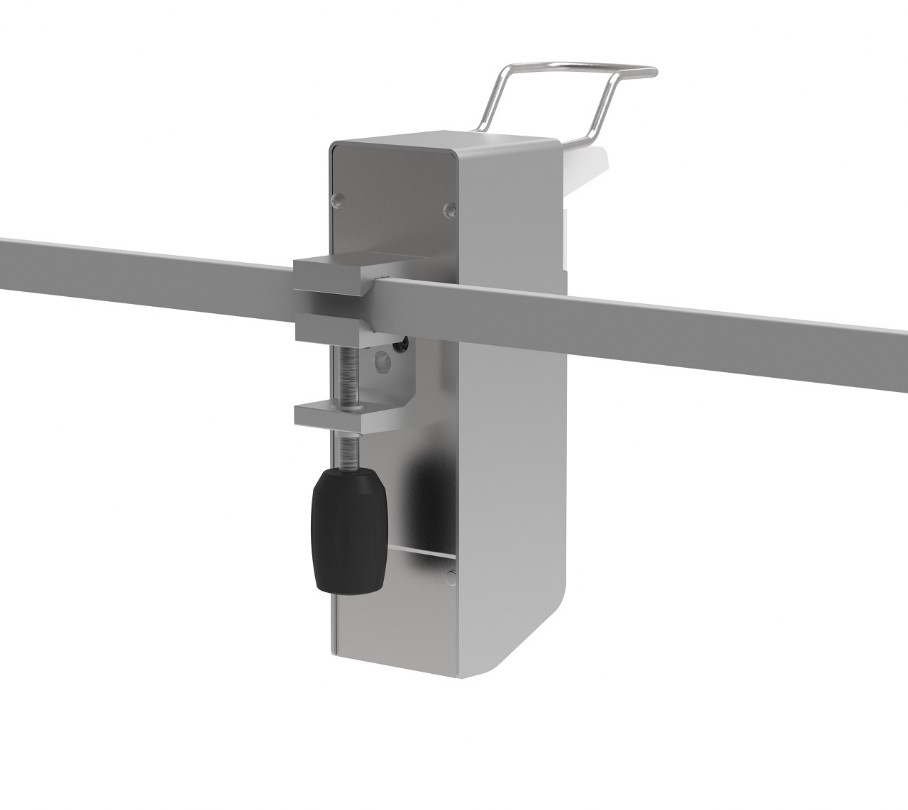 Desinfektionsmittelspender für die Geräteschiene 25 x 10 mm oder für Rundrohr