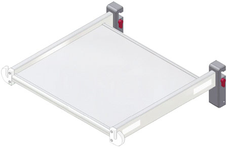 Konsole mit 2 Befestigungen für Normschiene 25 x 10 mm Fachboden mit Befestigung für Geräteschiene