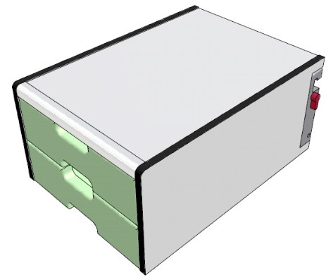 Konsole mit 2 Schubladen für Gerätenormschienen 25 x 10 mm Monitortäger mit 2 Unterbauschubladen zur Normschienenbefestigung