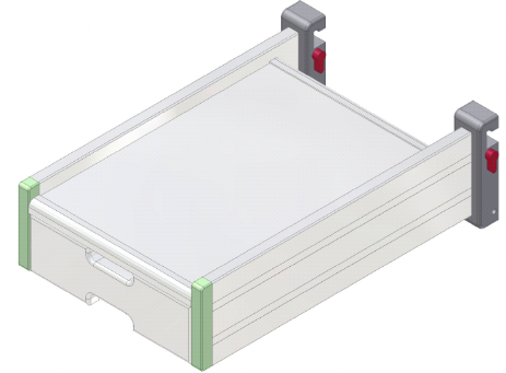 Konsole mit Schublade zur Befestigung an Normschiene 25 x 10 mm Monitorträger für Geräteschiene 25 x 10 mm und Rundrohr