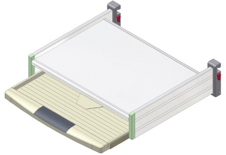 Konsole mit Tastaturauszug für Geräteschiene 25 x 10 mm Ablage mit Tastaturauszug mit Befestigung für Normschiene 25 x 10 mm