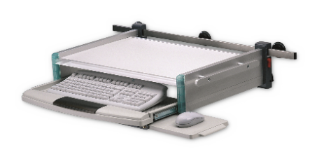 Schubladenkonsole für Tastatur und Maus Ablage mit Tastaturauszug und Mausablage für Gerätenormschienen 25 x 10 mm